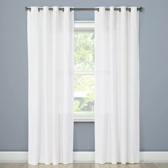 Threshold White Modern Slub Single Light Filtering Curtain Panel 54" x 95" - Picture 1 of 6